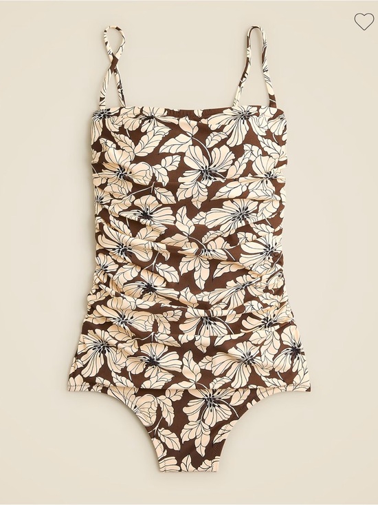 J. Crew Other - J.Crew Ruched bandeau one-piece swimsuit in floral brown